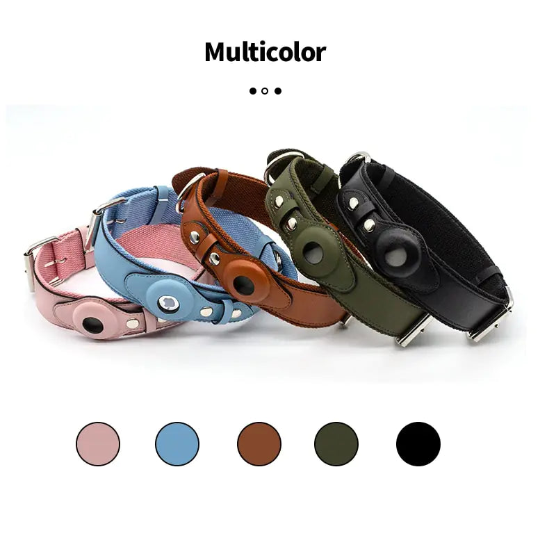 New Leather Airtag Dog Collar Pet Adjustable Collar