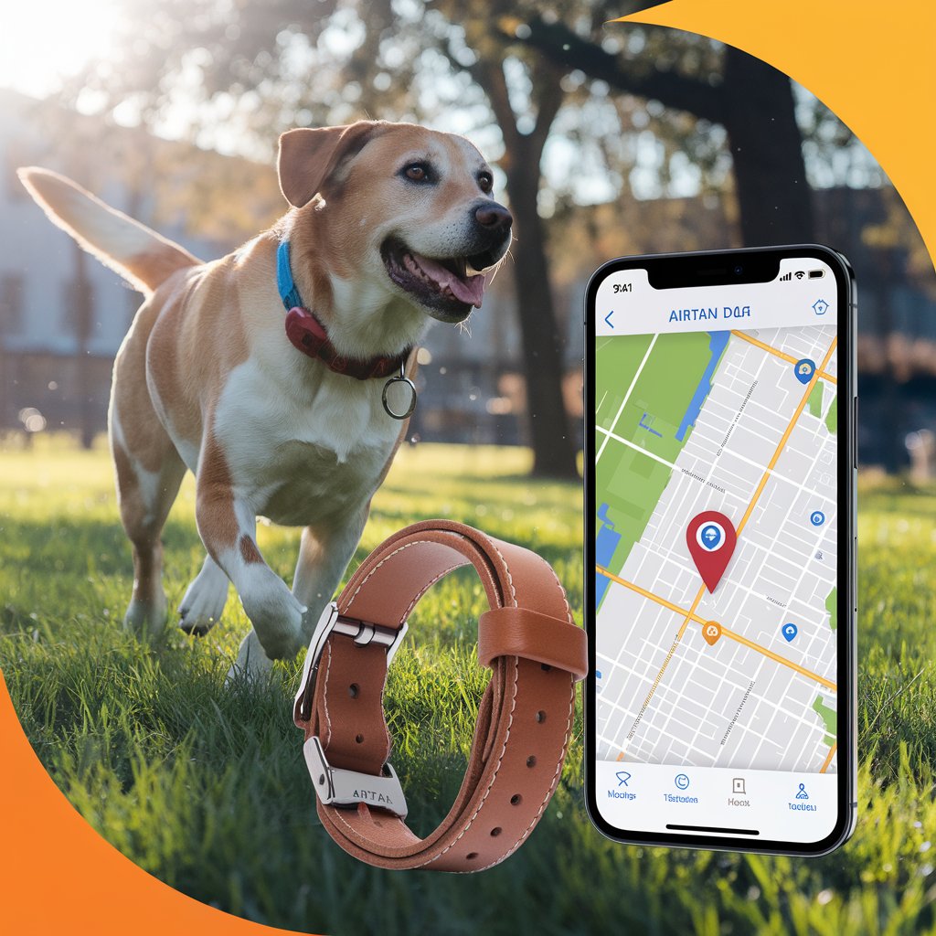 New Leather Airtag Dog Collar Pet Adjustable Collar